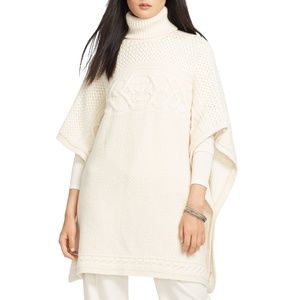 NWT Ralph Lauren Ivory Poncho Sweater L/XL